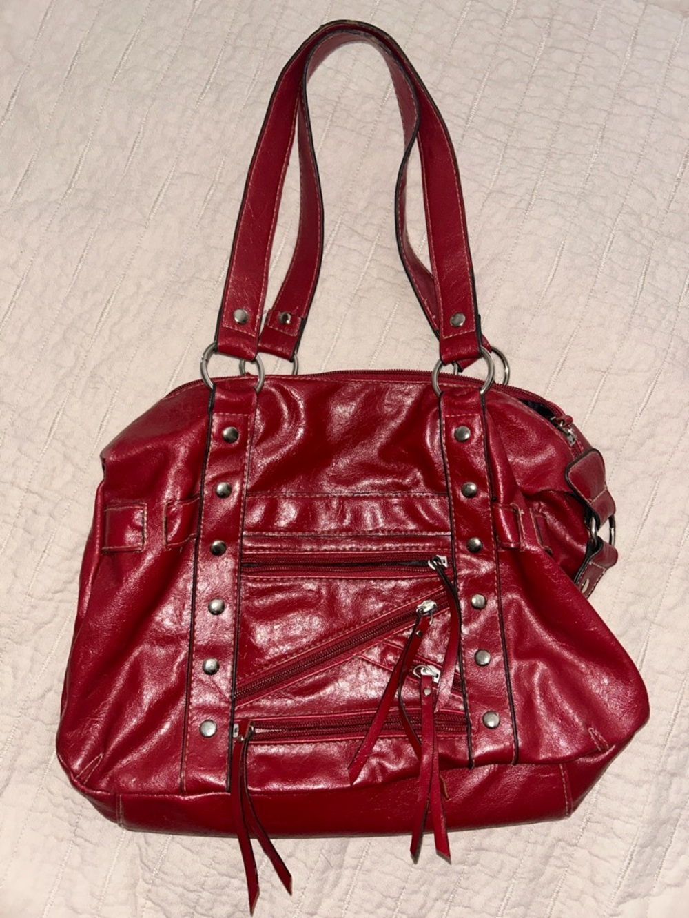 BONGO Red Studded Shoulder Bag